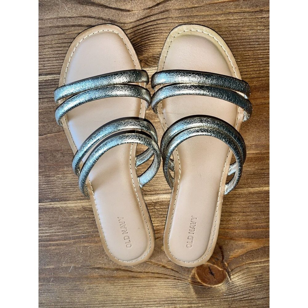 Old Navy Womens 8 Gold Metallic Slide Sandals Summer Shoes W2
